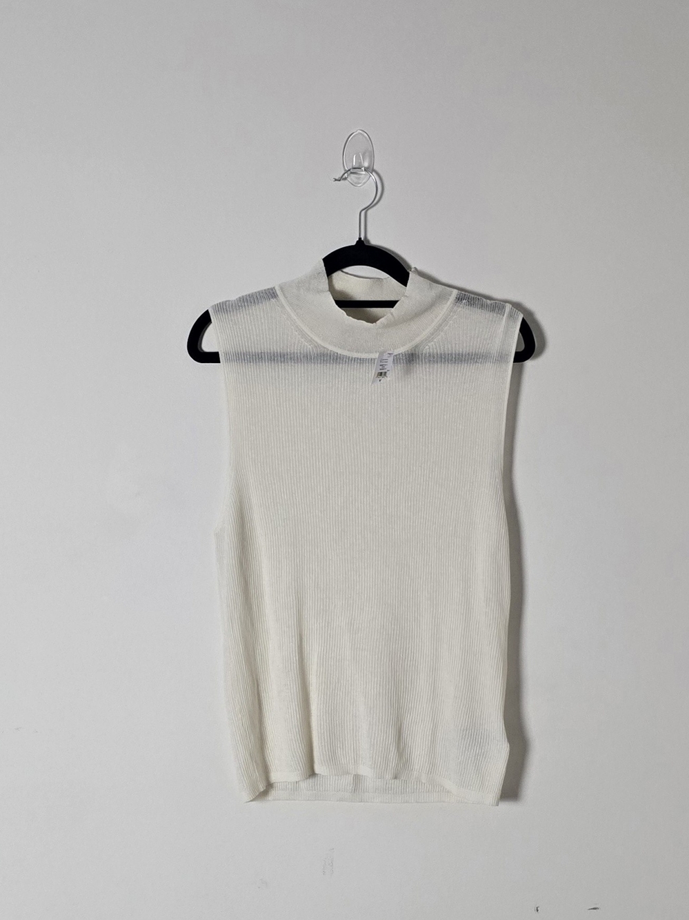 GAP Sleeveless Mock Neck Top - Ivory Rib-Knit Women's XL Pullover Sweater